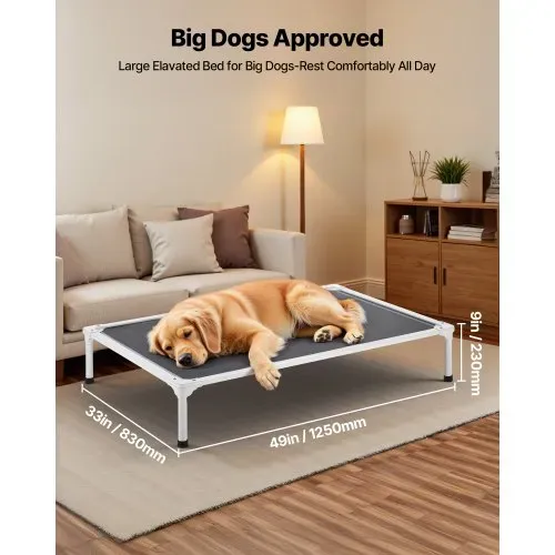 VEVOR erhöhtes Hundebett für große Hunde, tragbares erhöhtes Hundeliege mit Aluminiumrohr-Metallrahmen & atmungsaktivem Teslin-Netz, kühlendes Haustierbett XL (1250 x 830 mm) Grau – Bild 3