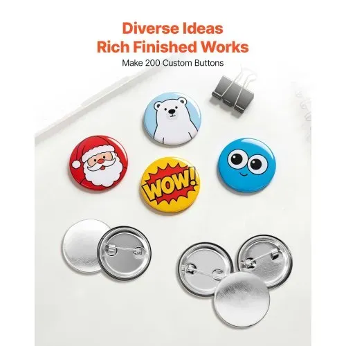 VEVOR Buttonrohlinge 200-tlg. 25mm für Buttonmaschine mit Sicherheitsnadel, Transparente Mylar-Folie & Runde Blanko-Papiere für DIY-Projekte zu Hause Schulveranstaltungen & Individuelle Studios – Bild 3