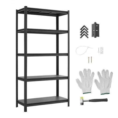VEVOR Schwerlastregal 925x417x1813mm, 1360,8kg Belastbares Lagerregal mit Stahlgestell & 5 Verstellbaren Ablagen, Teilbares Steckregal als Werkbank, Flexibles Metallregal für Keller Garage Werkstatt – Bild 8