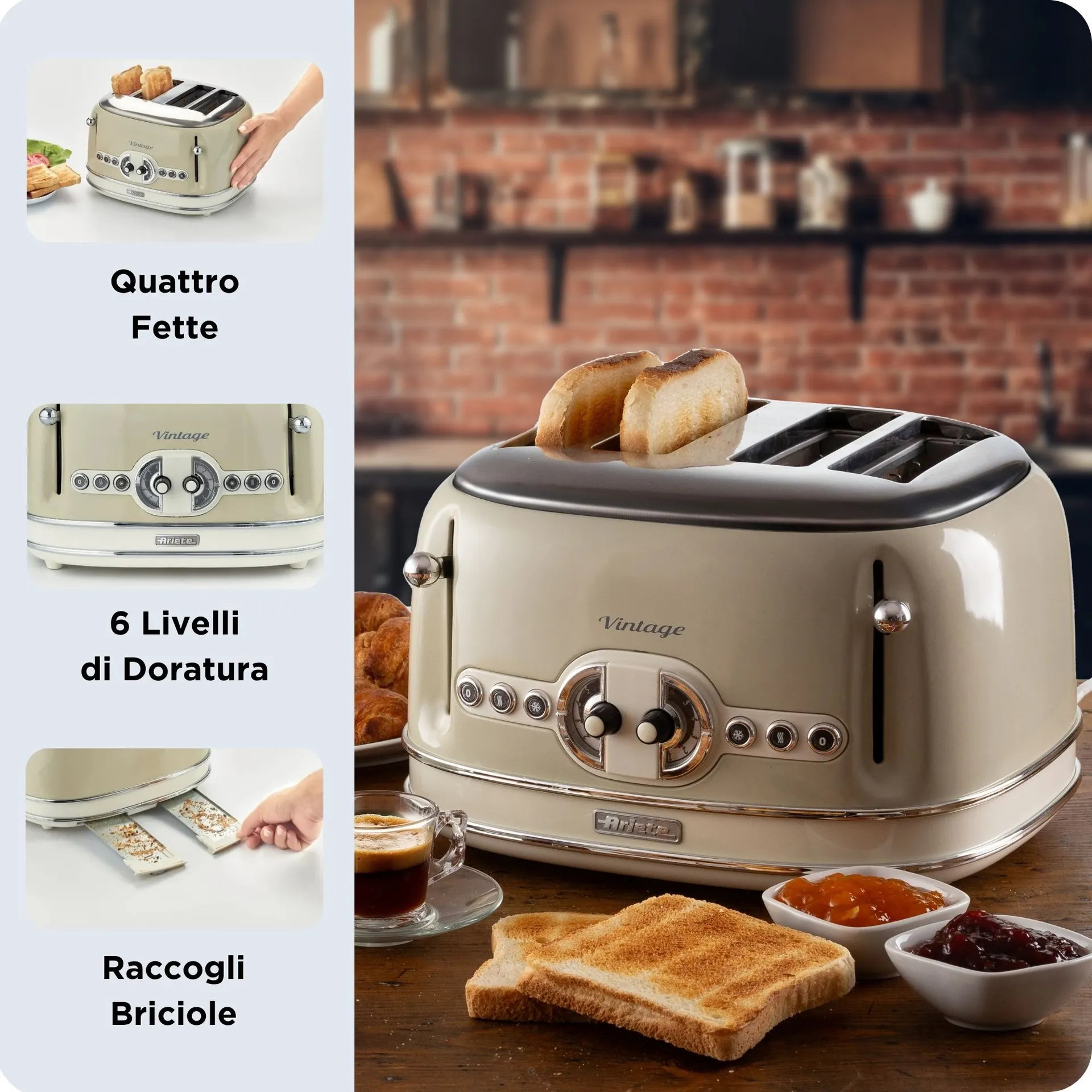 Ariete 0156/03 6 4 Scheibe(n) 1600 W Beige – Bild 4