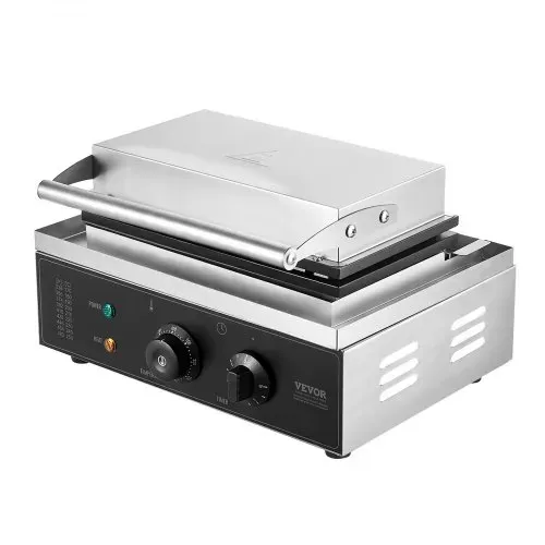 VEVOR Kommerzielles Waffeleisen 1550 W antihaftbeschichtetes Waffeleisen aus Edelstahl mit Temperatur- und Zeitregelung, Griff, für Restaurant Bäckerei Snackbar Familie 10 rechteckige Waffeln – Bild 9