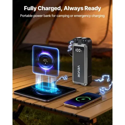 VEVOR Starthilfe Powerbank, Starthilfegerät 4000A Spitzenstrom mit LED-Taschenlampe & Kabel für Motor bis zu 10L Benzin/8L Diesel, Tragbarer Booster mit Schnellladung & Sicherheitsschutz für Notfall – Bild 4