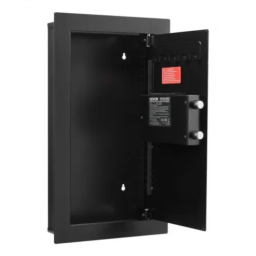 VEVOR Wandsafe Wandtresor mit Passwort & Schlüssel, Einbaugehäuse aus kaltgewalztem Stahl Q235 mit verstellbaren Ablagen & LED-Beleuchtung, Schranksafe Einbausafe für Geld Schmuck Reisepass – Bild 8