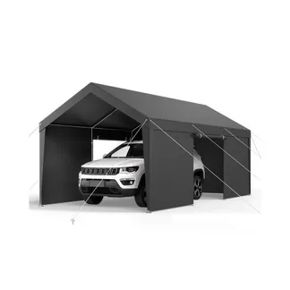 VEVOR Carport, 3,05×6,09×2,87 m Autoüberdachung, Zeltgarage mit abnehmbaren Seitenwänden & Tür, Garagenzelt Autounterstand, Autoüberdachung, UV-beständig, Ganzjahresschutz für Auto & Boot, grau VEVOR Carport, 3,05×6,09×2,87 m Autoüberdachung, Zeltgarage mit abnehmbaren Seitenwänden & Tür, Garagenzelt Autounterstand, Autoüberdachung, UV-beständig, Ganzjahresschutz für Auto & Boot, grau