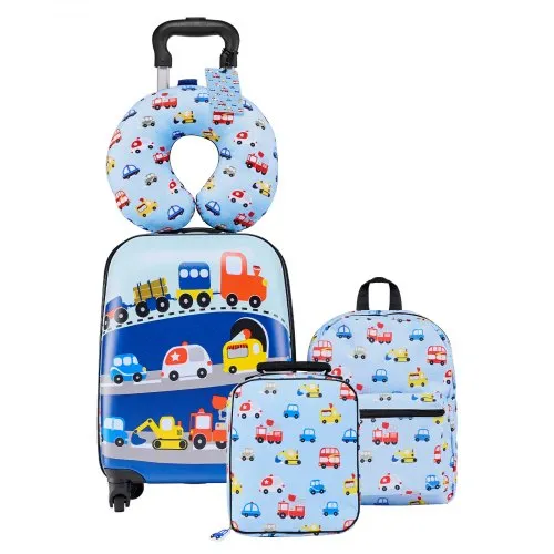 VEVOR 5 tlg. Kinderkoffer Set, 457,2 mm, Hartschalenkoffer mit Kindertrolley, Rucksack, Nackenkissen, Lunchbox & Kofferanhänge, Kofferset fürJungen & Mädchen, praktisch für Reisen Fliegen (Autos) VEVOR 5 tlg. Kinderkoffer Set, 457,2 mm, Hartschalenkoffer mit Kindertrolley, Rucksack, Nackenkissen, Lunchbox & Kofferanhänge, Kofferset fürJungen & Mädchen, praktisch für Reisen Fliegen (Autos)