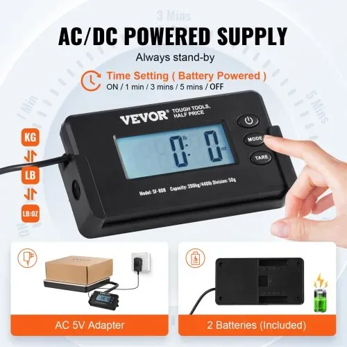 VEVOR Plattformwaage 150g-200kg Paketwaage 50g Genauigkeit Digitalwaage kg/lbs/lbs:oz Zählwaage 309x262x45mm ABS Edelstahl Tara-Funktionen AC/DC-Netzteil Industriewaage Briefwaage Waage – Bild 3