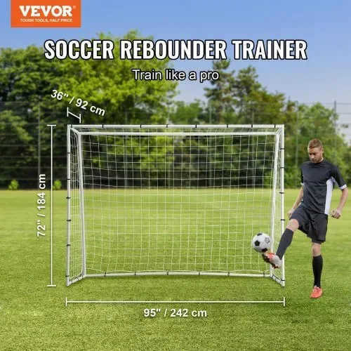 VEVOR Fußball Rebound Netze Tragbares Prellwand Fußball 242 x 92 x 184 cm, Rebounder Fußball Rückprallnetz Eisenrohr & PE-Netz Kinder & Jugendliche Verstellbar Fußballtor Rebounder Kicker Weiß VEVOR Fußball Rebound Netze Tragbares Prellwand Fußball 242 x 92 x 184 cm, Rebounder Fußball Rückprallnetz Eisenrohr & PE-Netz Kinder & Jugendliche Verstellbar Fußballtor Rebounder Kicker Weiß