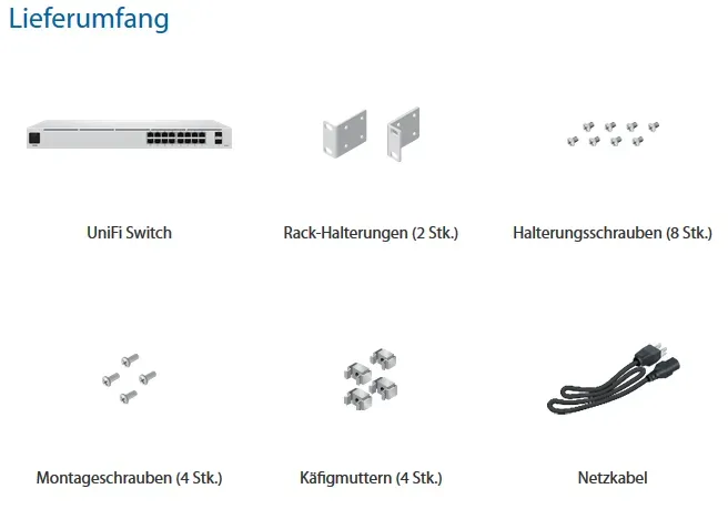 Ubiquiti Switch smart managed Layer2 18 Port • 16x GbE • PoE Budget 42W • 8x PoE at • 2x SFP • 19" • Lüfterlos • UniFi • USW-16-POE – Bild 5