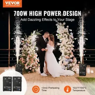 VEVOR 2x Funkenmaschine 700 W Pyrotechnikmaschine Aluminiumlegierung Feuerwerksmaschine DMX Controller Einstellbar 2–5m Cold Spark Machine 7 min pro Nachladen Ideal für Hochzeit, DJ Show, Partys VEVOR 2x Funkenmaschine 700 W Pyrotechnikmaschine Aluminiumlegierung Feuerwerksmaschine DMX Controller Einstellbar 2–5m Cold Spark Machine 7 min pro Nachladen Ideal für Hochzeit, DJ Show, Partys