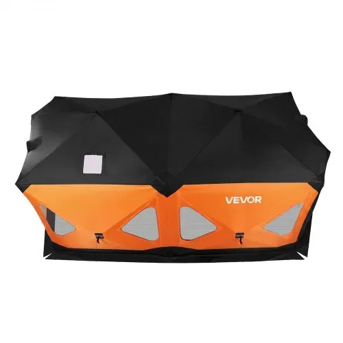 VEVOR Eisangelzelt Eisfischerzelt für 8-10 Personen 4,11x2,3x2,3 m Isoliert, fürs Winterangeln, 10,7 m² Fläche, 600D 4-Lagiges Gewebe, Tragbares Eisschutzzelt im Hub-Stil mit Ankern, Seilen, Tragetasche – Bild 9