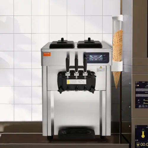 VEVOR Kommerzielle Eismaschine 18–28 L/h, 3 Geschmacksrichtungen, Italienische Eismaschine, 2 x 5,5 L Trichter, LCD-Panel, Automatische Vorkühlung, Reinigung, für Joghurt, Kaffee, Snackbar, Restaurant – Bild 7