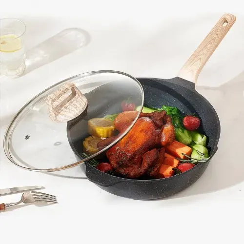 VEVOR Induktion Töpfe Pfannen Set (19-teilig) mit Glasdeckel, antihaftbeschichtetes Kochgeschirr, Induktionskochtöpfe für die Küche im Wohnmobil zum Braten, Würzen von Soßen und Kochen (Schwarz) – Bild 7