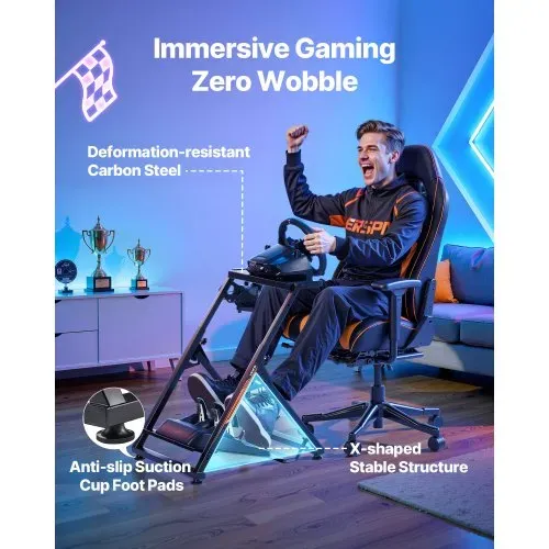 VEVOR Lenkradständer, verstellbarer & faltbarer Simulatorständer für G923 G920 G29 G27, Thrustmaster T300RS TX F458 T500RS T3PA-PRO (F1/GT) Gaming-Cockpit, Pedalsimulator nicht enthalten, kompakt – Bild 2