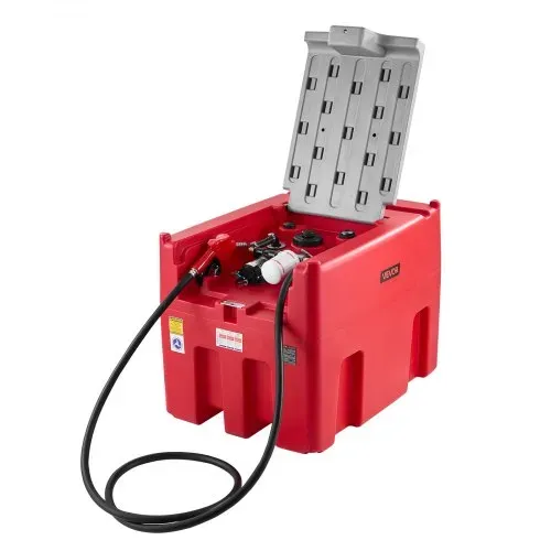 VEVOR Tragbarer Diesel-& Benzintank, 440 L, 45 L/min Durchflussrate, Dieselkraftstofftank mit 12 V Transferpumpe, 4 m Schlauch, automatische Betankungsdüse, Transfertank für Kraftstofftransport, Rot – Bild 9