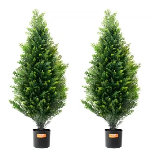 VEVOR Künstlicher Formschnittbaum aus Zeder, 91,4 cm hoch (2 Stück), mit zusätzlichen Blättern und Topf, künstliche immergrüne Kiefern-Zypressenpflanze, UV-geschütztes künstliches Grünset – Bild 9