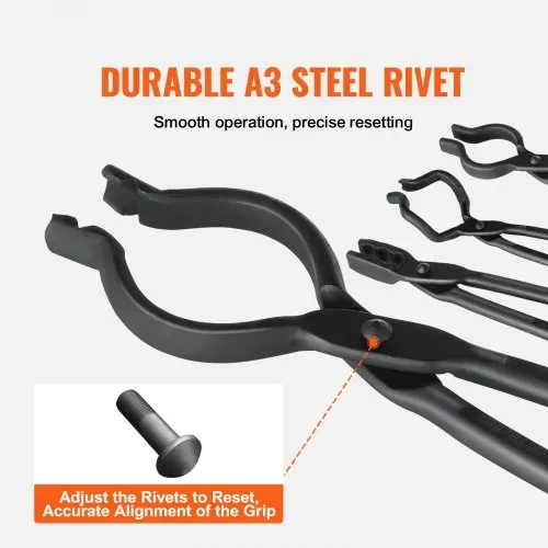 VEVOR Schmiedezange-Set, V-Bit, Wolf, ZV, Greifzange 4 Stk. Kohlenstoffstahl Schmiedezange, 465 x 60 x 19 mm / 461 x 68 x 18 mm / 458 x 38 x 19,0 mm / 463 x 78 x 52,3 mm, mit Verlängertem Griff – Bild 5