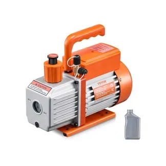 VEVOR Vakuumpumpe, 5 CFM, HVAC einstufige Drehschieber-Vakuumpumpe, für R134a R22 R410a Systeme, Auto-AC-Vakuumpumpen-Kit mit Ölflasche, für die Wartung von Auto-Klimaanlagen und Harzentgasung VEVOR Vakuumpumpe, 5 CFM, HVAC einstufige Drehschieber-Vakuumpumpe, für R134a R22 R410a Systeme, Auto-AC-Vakuumpumpen-Kit mit Ölflasche, für die Wartung von Auto-Klimaanlagen und Harzentgasung