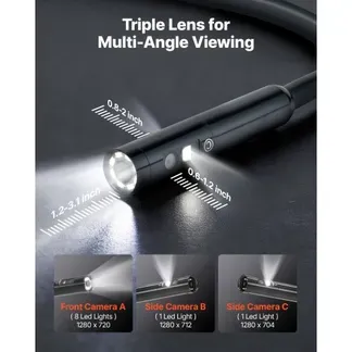 VEVOR Triple Lens Endoskopkamera mit 5 Zoll Bildschirm, 3000mAh Akku Inspektionskamera mit 5m Kabel 8X Zoom 180° Bildrotation IP67 Wasserdicht, 8mm Industrie Endoskop mit Licht für Auto Rohre Abfluss VEVOR Triple Lens Endoskopkamera mit 5 Zoll Bildschirm, 3000mAh Akku Inspektionskamera mit 5m Kabel 8X Zoom 180° Bildrotation IP67 Wasserdicht, 8mm Industrie Endoskop mit Licht für Auto Rohre Abfluss