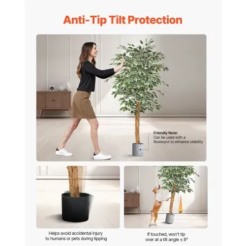 VEVOR Künstlicher Ficusbaum, 1524 mm, mit schwarzem Topf, Kunst-Ficuspflanze mit natürlichem Holzstamm & realistischen grünen Blättern, Seidenbaum für Innenbereich, für Zuhause, Büro, Wohnzimmer – Bild 4