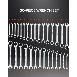VEVOR Schlüsselsatz 30-teiliger Ratschenschlüsselsatz mit Organizer-Rack, Cr-V-Stahl-Schlüsselsatz SAE 1/4 bis 1 Zoll, metrisch 8 bis 24 mm, ideal für den allgemeinen Haushalt, Garage, Werkstatt VEVOR Schlüsselsatz 30-teiliger Ratschenschlüsselsatz mit Organizer-Rack, Cr-V-Stahl-Schlüsselsatz SAE 1/4 bis 1 Zoll, metrisch 8 bis 24 mm, ideal für den allgemeinen Haushalt, Garage, Werkstatt