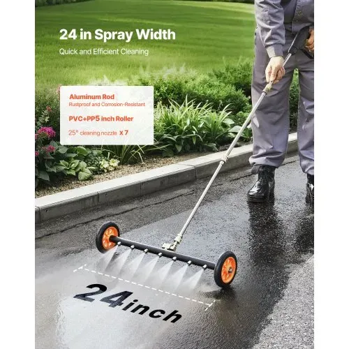 VEVOR 590 mm Hochdruckreiniger-Unterbodenreiniger, Edelstahl-Oberflächenreiniger, max. 4000 PSI, Winkeleinstellungsgetriebe, 7 Sprühdüsen, 2 verlängerte Stäbe für Auffahrt, Terrasse, Deck VEVOR 590 mm Hochdruckreiniger-Unterbodenreiniger, Edelstahl-Oberflächenreiniger, max. 4000 PSI, Winkeleinstellungsgetriebe, 7 Sprühdüsen, 2 verlängerte Stäbe für Auffahrt, Terrasse, Deck