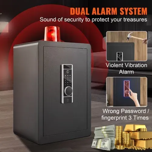VEVOR Safe Tresor 62 L, Möbeltresor mit Feuerfester Geldtasche, Passwort & Schlüssel & Fingerabdruck Herausnehmbares Regal, Innenschrank, Wandtresor für Bargeld, Schmuck, Dokumente, Wertsache – Bild 4