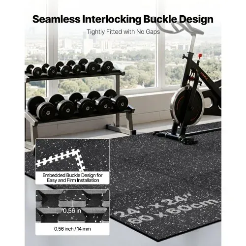 VEVOR 24 x Puzzlematte Bodenschutzmatte 610 x 610 x 14 mm, Hochdichte EVA-Schaumstoffmatte, Ineinandergreifende Fitnessmatte Gymnastikmatte Sportmatte, Trainingsmatte (Schwarz) mit Weißen Punkten – Bild 4