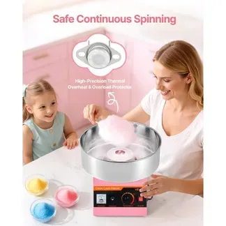 VEVOR Zuckerwattemaschine 1000 W elektrische Zuckerwattegeräte mit 38 cm Edelstahlschüssel und Zuckerlöffel, macht Zuckerwatten für Geburtstage zu Hause Familienfeiern, 3500 U/min Pink VEVOR Zuckerwattemaschine 1000 W elektrische Zuckerwattegeräte mit 38 cm Edelstahlschüssel und Zuckerlöffel, macht Zuckerwatten für Geburtstage zu Hause Familienfeiern, 3500 U/min Pink