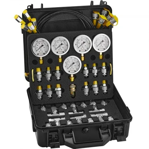 VEVOR Hydraulikdruck-Testkit, 10/100/250/400/600 bar, 5 Messgeräte, 13 Kupplungen, 14 T-Anschlüsse, 5 Testschläuche, Bagger-Hydraulik-Testmanometer-Set mit Tragetasche für Bagger-Traktoren-Maschinen – Bild 10