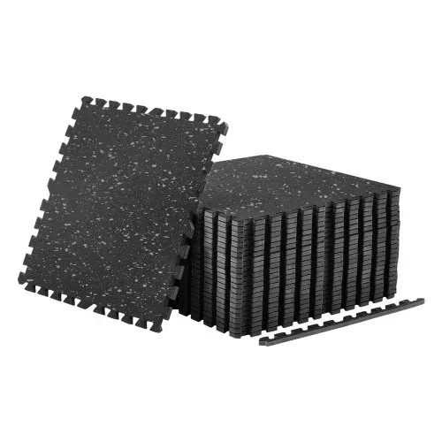 VEVOR 24 x Puzzlematte Bodenschutzmatte 610 x 610 x 14 mm, Hochdichte EVA-Schaumstoffmatte, Ineinandergreifende Fitnessmatte Gymnastikmatte Sportmatte, Trainingsmatte (Schwarz) mit Grauen Punkten – Bild 9