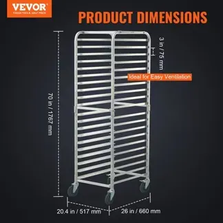 VEVOR Brötchenständer 20-Etagen Kommerzielle Bäckerei Ständer mit Bremse Räder, Aluminium Racking Wagen Lagerung, Brot Backen Ausrüstung Tragfähigkeit 240 kg, 660 x 517 x 1767 mm VEVOR Brötchenständer 20-Etagen Kommerzielle Bäckerei Ständer mit Bremse Räder, Aluminium Racking Wagen Lagerung, Brot Backen Ausrüstung Tragfähigkeit 240 kg, 660 x 517 x 1767 mm