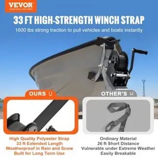 VEVOR Seilwinde 725,7kg Handseilwinde 224x151x177mm Bootswinde 2-Wege-Ratsche/1-Gang Handwinde mit ca. 10m Polyesterband Gurtwinde mit ergonomischen Griff Handseilzug Winde für Fahrzeuge und Boote VEVOR Seilwinde 725,7kg Handseilwinde 224x151x177mm Bootswinde 2-Wege-Ratsche/1-Gang Handwinde mit ca. 10m Polyesterband Gurtwinde mit ergonomischen Griff Handseilzug Winde für Fahrzeuge und Boote