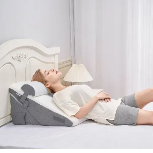 VEVOR Bettkeilkissen, 3-teiliges orthopädisches Lesekissen-Set, mit Jacquard-Bezug & Schaumstoffunterstützung, Kissen nach Operationen zur Linderung von saurem Reflux, Rückenschmerzen & Schnarchen – Bild 7