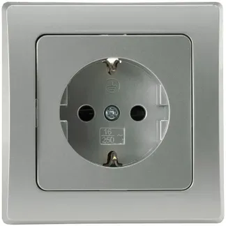 DELPHI Schutzkontakt-Steckdose, silber 250V~/ 16A, inkl. Rahmen, Steckanschluss DELPHI Schutzkontakt-Steckdose, silber 250V~/ 16A, inkl. Rahmen, Steckanschluss