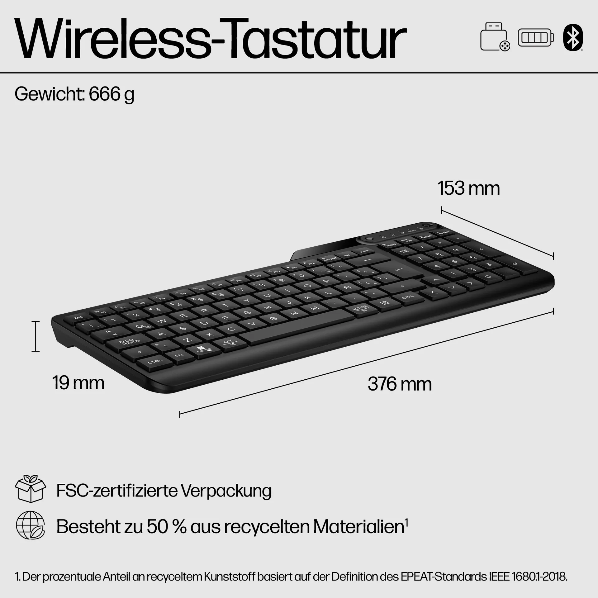 HP 475 Dual-Mode Wireless-Tastatur – Bild 4