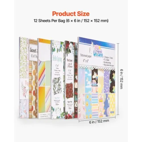 VEVOR Scrapbook-Papier, 72 Blätter, 152 mm, Gemischtes Spezialmusterpapier-Set für VEVOR Stanz- & Prägemaschinen, Dekorpapier für Dekorationen, Scrapbooking, Kartenherstellung & DIY-Bastelarbeiten – Bild 2
