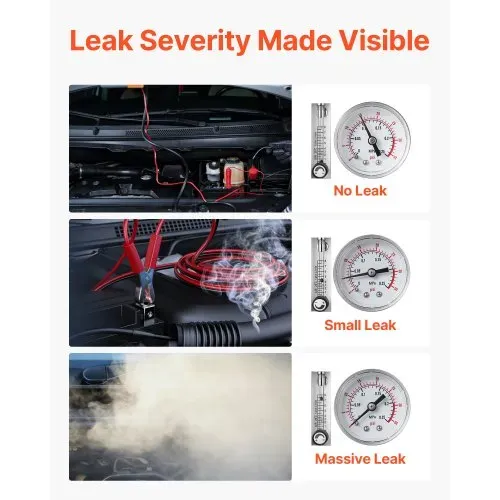VEVOR Lecksuchgerät mit Rauchgenerator für Kfz 12 V EVAP Vakuumdiagnosegerät mit Integrierter Luftpumpe Manometer Durchflussmesser Ölstandsanzeige 2 Modi für Pkw Motorrad Lkw Boot und ATV – Bild 4