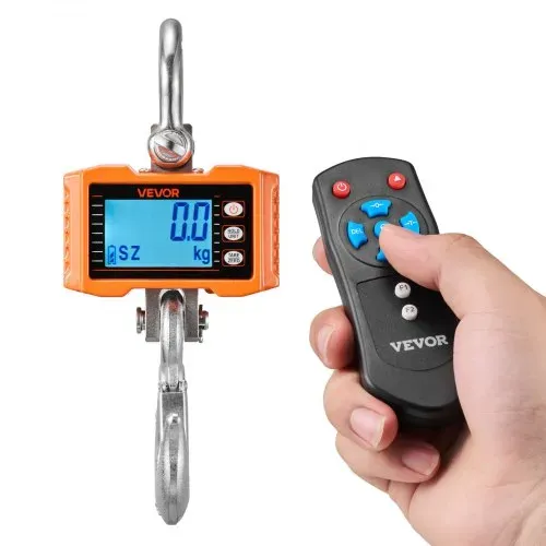 VEVOR Kranwaage 2000 kg, Digitale Hängewaage, Industriewaage mit Gehäuse aus Aluminiumguss & LCD-Display, 500-g-Teilung & 3-Stufiger Schalter, Fernbedienung, Hakenwaage für Garage & Fabrik – Bild 9
