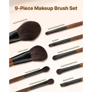 VEVOR Pinselset Makeup, 9-teilig, professionelles Schminkpinsel Set für Grundierung, Lidschatten, mit synthetischen Borsten, weicher Naturwolle, ergonomischem Holzgriff, Reise-Aufbewahrungstasche VEVOR Pinselset Makeup, 9-teilig, professionelles Schminkpinsel Set für Grundierung, Lidschatten, mit synthetischen Borsten, weicher Naturwolle, ergonomischem Holzgriff, Reise-Aufbewahrungstasche