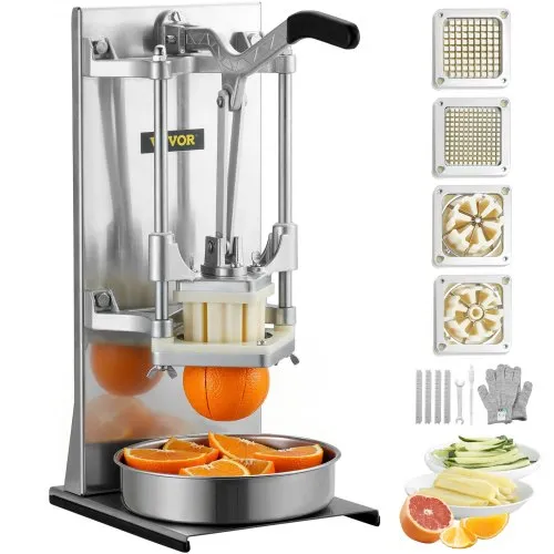 VEVOR Kartoffelschneider Pommes Frites Schneider 1/4 + 0,95cm + 6 Keile, Frittenschneider Gemüseschneider Kommerzieller Zerkleinerer Obstschneidemaschine mit 4 Ersatzklingen, Edelstahl Zerhacker VEVOR Kartoffelschneider Pommes Frites Schneider 1/4 + 0,95cm + 6 Keile, Frittenschneider Gemüseschneider Kommerzieller Zerkleinerer Obstschneidemaschine mit 4 Ersatzklingen, Edelstahl Zerhacker