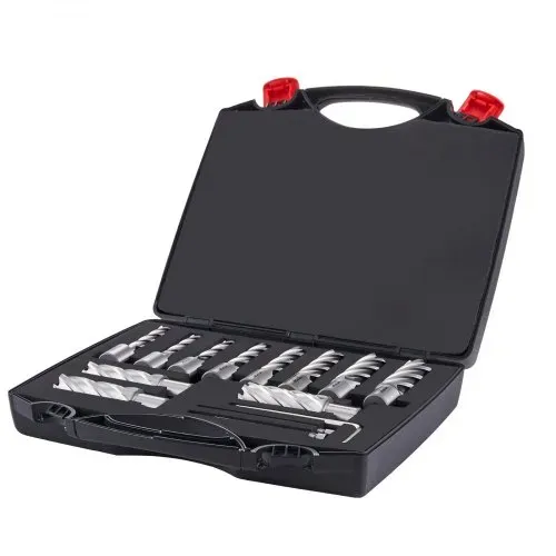 VEVOR Kronenbohrer-Set Metall 13 tlg. 7/16, 1/2, 9/16, 11/16, 5/8, 3/4, 13/16, 7/8, 15/16, 1, 1-1/16 Zoll, Kernbohrer-Satz 50,8 mm Schnitttiefe Ringschneider-Set, Zubehör für Magnetbohrmaschinen – Bild 9