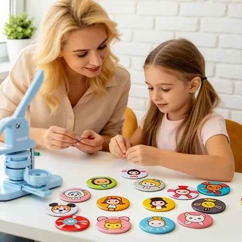 VEVOR Buttonrohlinge 100-tlg. 75mm für Buttonmaschine mit Sicherheitsnadel, Transparente Mylar-Folie & Runde Blanko-Papiere für DIY-Projekte zu Hause Schulveranstaltungen & Individuelle Studios – Bild 7