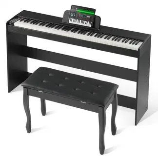VEVOR Digitalpiano, 88 Tasten, Elektrisches Klaviere, Doppeltastatur & Lautsprecher, einfache Gehäusehalterung mit Doppelbank, Kopfhörer, 200 Töne & Rhythmen, unterstützt Bluetooth/USB/MIDI VEVOR Digitalpiano, 88 Tasten, Elektrisches Klaviere, Doppeltastatur & Lautsprecher, einfache Gehäusehalterung mit Doppelbank, Kopfhörer, 200 Töne & Rhythmen, unterstützt Bluetooth/USB/MIDI