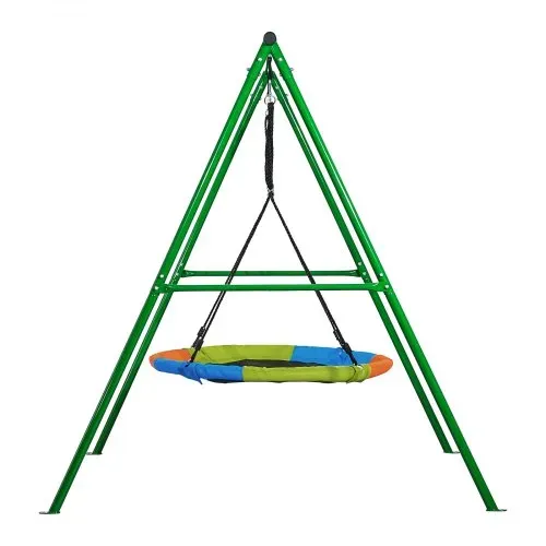 VEVOR Gartenschaukel mit A-förmigem Metallgestell, Schaukelsitz (101,6 cm Groß), bis zu 199,6 kg Tragkraft, Schaukelset Outdoor, Verstärkt mit Spiralförmigen Bodenankern, Tellerschaukel Farbenfroh – Bild 9