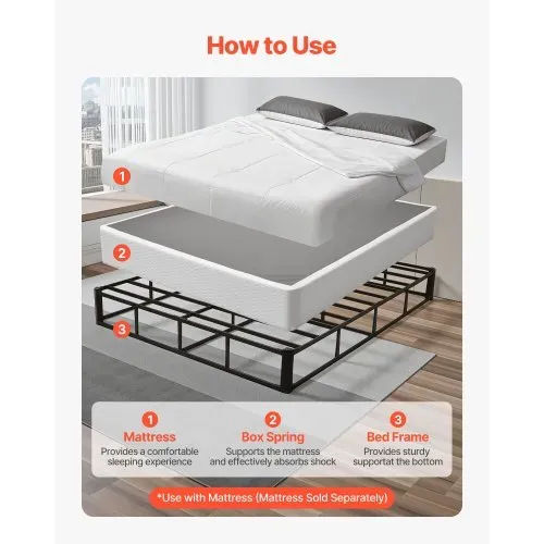VEVOR Boxspringbettgestell 2010x1515x230mm, Bettgestell mit Waschbarem Stoffbezug, Metallrahmen für Queensize-Betten, 23 cm Matratzenauflage, max. Belastbarkeit 1587,57 kg (OHNE Matratze) – Bild 2