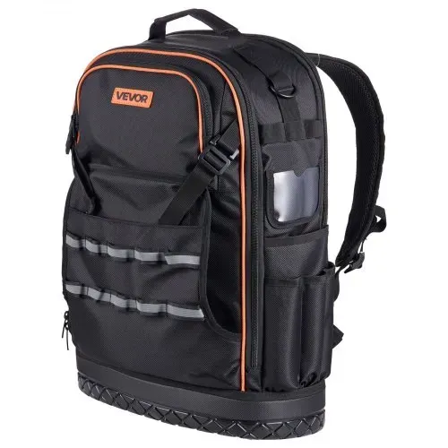 VEVOR Werkzeugrucksack, 65 Taschen, Werkzeug-Aufbewahrungs-Organizer, Backpack mit Laptopfach & geformtem Boden, Baustellenrucksack für Elektriker, Reparaturarbeiter & Heizungstechniker – Bild 8
