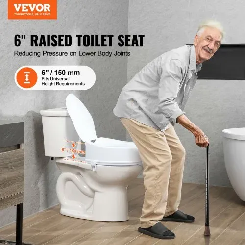 VEVOR Toilettensitzerhöhung Toilettenerhöhung 136 kg belastbar mit Toilettensitz & Doppelknopf, für Senioren Behinderte Patienten Schwangere Mediziner Weiß Universal Toilettensitzerhöhung VEVOR Toilettensitzerhöhung Toilettenerhöhung 136 kg belastbar mit Toilettensitz & Doppelknopf, für Senioren Behinderte Patienten Schwangere Mediziner Weiß Universal Toilettensitzerhöhung
