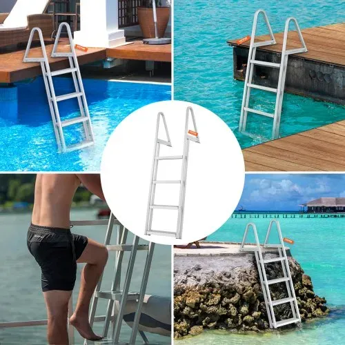 VEVOR Dockleiter, 4 abnehmbare Stufen, Pontonleiter aus Aluminiumlegierung, rutschfestes Stufendesign, einfach zu installieren, geeignet für Boot-/See-/Pool-/Meeres-Boarding – Bild 5