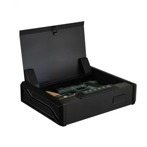 VEVOR Waffentresor Pistolentresor mit Fingerabdruck/Passwort (vierstelliger Code)/Schlüssel, Waffensafe Waffenkofferbox mit Beleuchtung für 2 Pistole & 2 Magazine, 360 x 275 x 90 mm Waffenbox – Bild 10