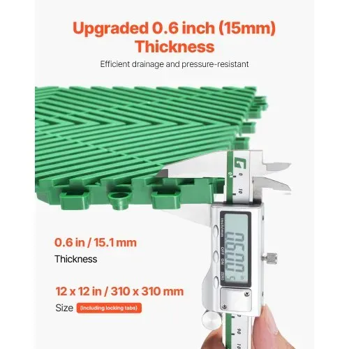 VEVOR ineinandergreifende Drainagematte Duschmatte 31 x 31 cm modulares ineinandergreifende Bodenmatten, 50 Stk. Spleiß-Drainagematten, rutschfeste Drainage-Bodenfliesen, für Garage Garten Grün – Bild 2